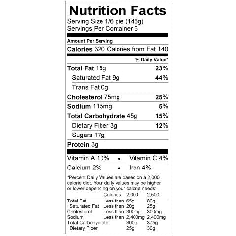 Gluten-Free Blueberry Pie Nutrition Facts