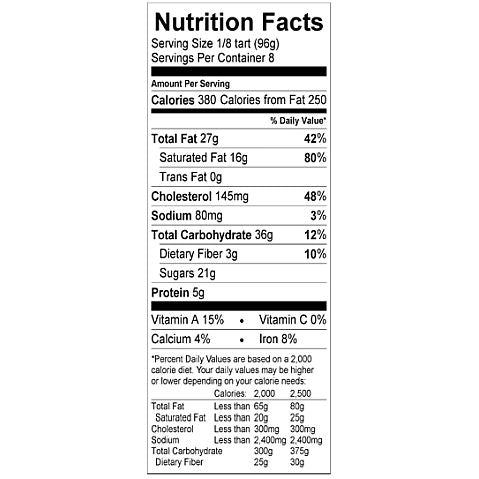 Gluten-Free Dark Chocolate Tart Nutrition Facts